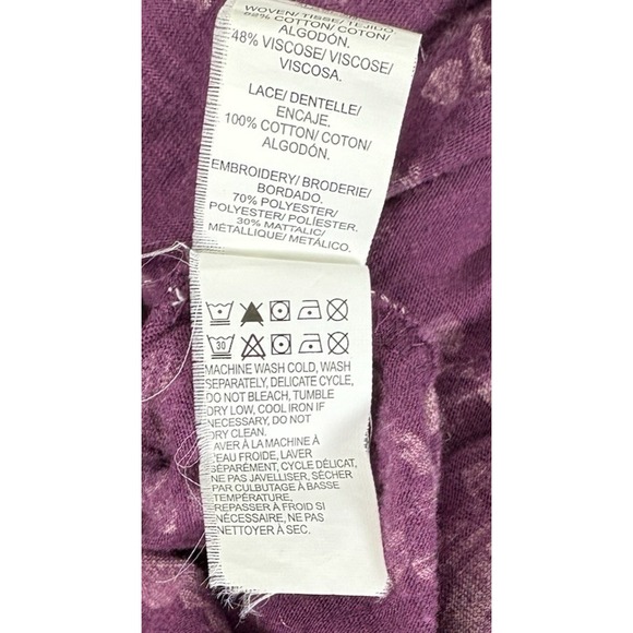 Lucky Brand Womens Top 3X Split V‎ Neck Embroidered Floral Boho - Picture 8 of 10